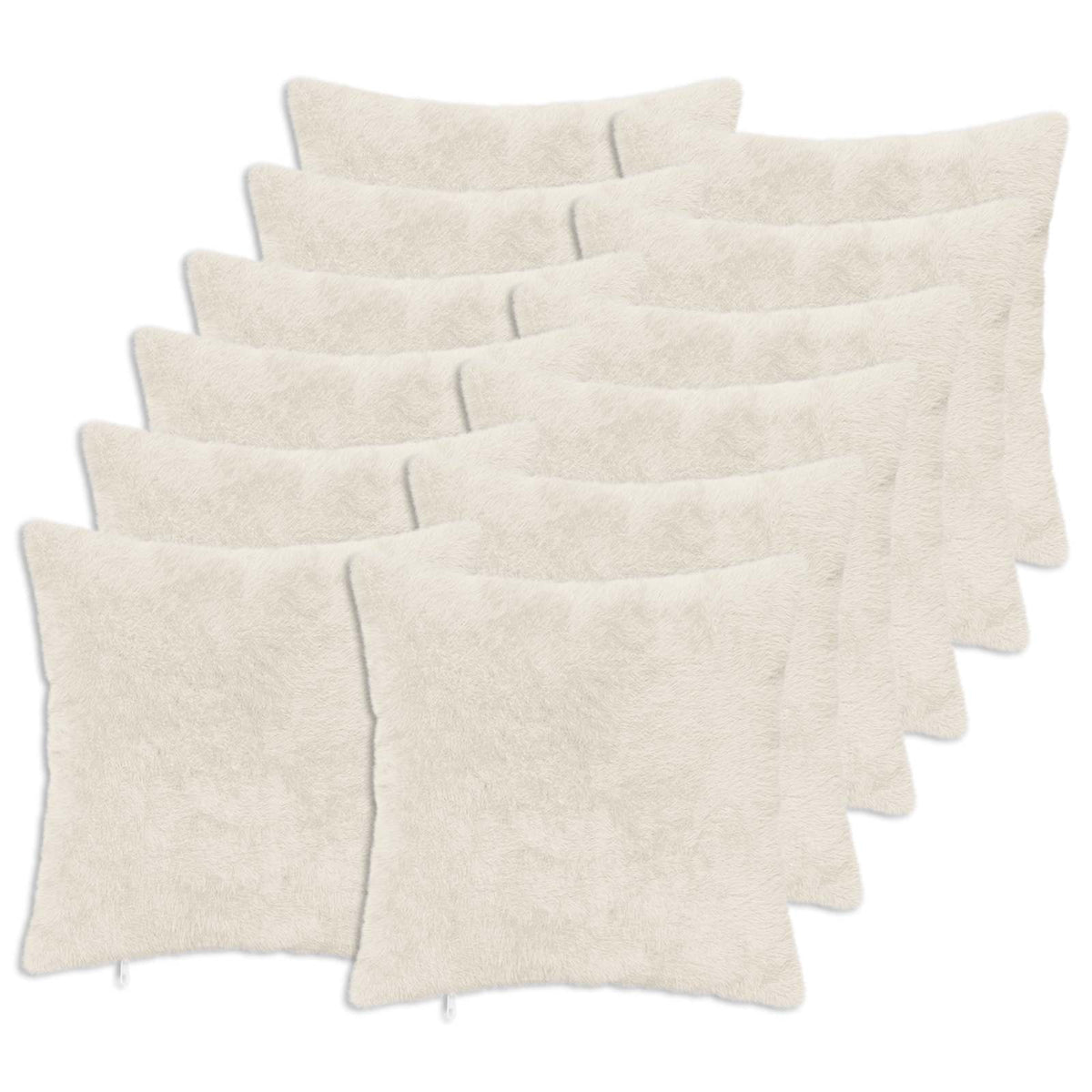 Cushion Cover 12 pcs HEERLEN White Faux Rabbit Fur, image 2