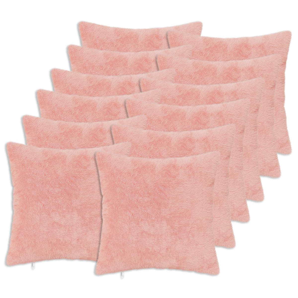 Cushion Cover 12 pcs HEERLEN Pink Faux Rabbit Fur, image 2