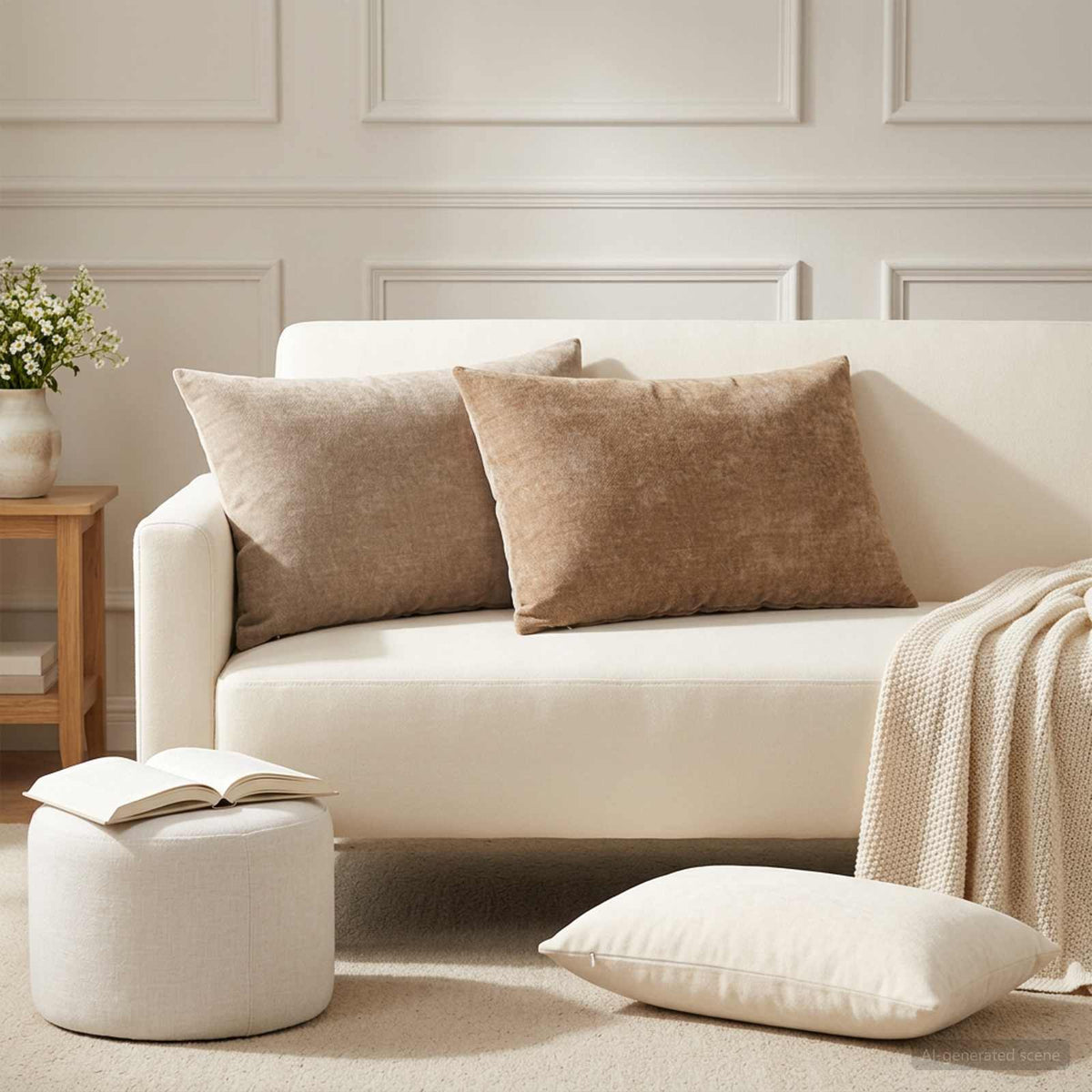 vidaXL Cushion Cover 6 pcs HEERLEN Taupe 50 x 75 cm Chenille Fabric 1