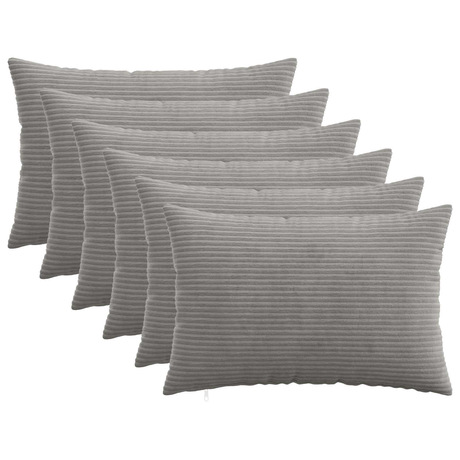 vidaXL Cushion Cover 6 pcs HEERLEN Light Grey 50 x 75 cm Corduroy 1