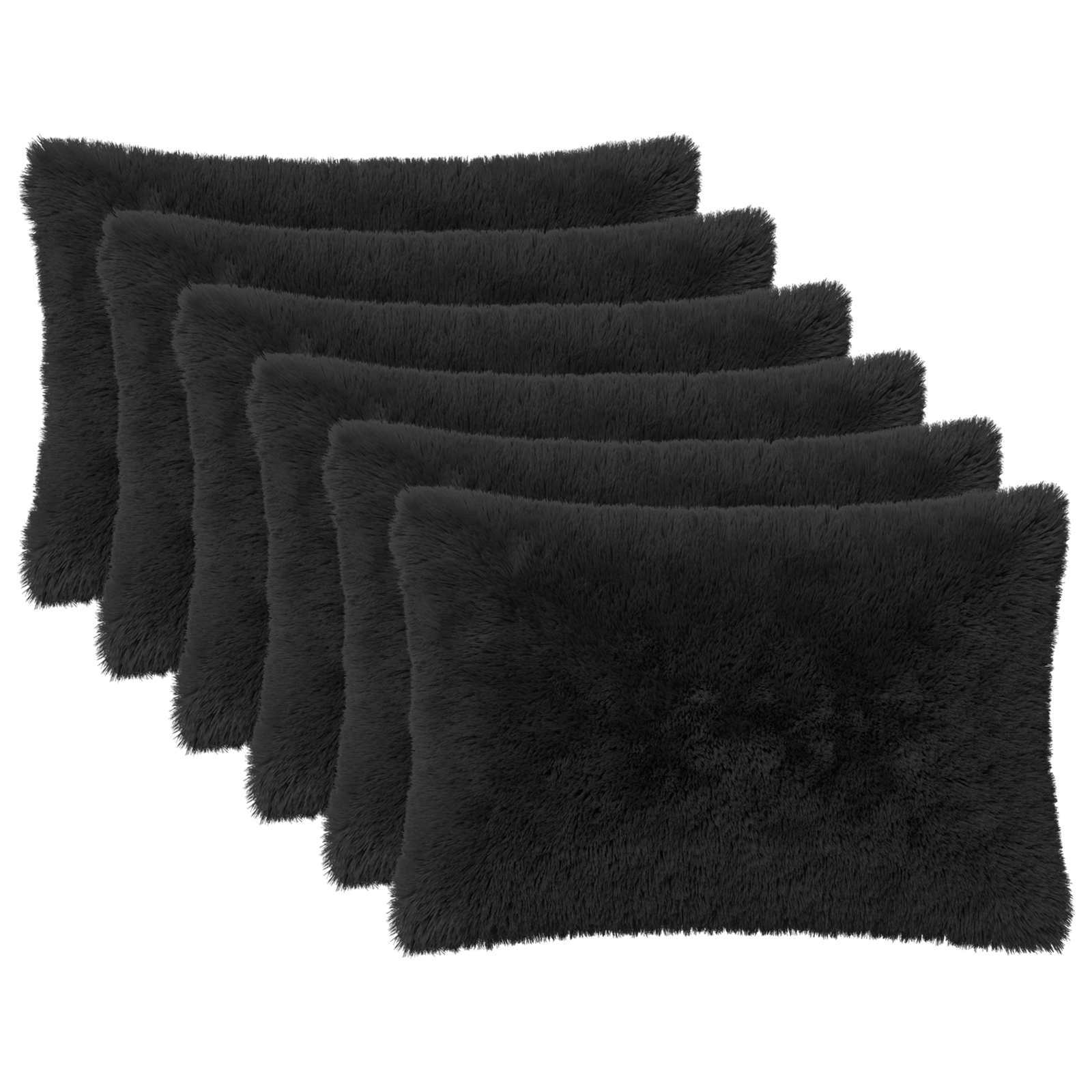 vidaXL Cushion Cover 6 pcs HEERLEN Black 50 x 75 cm PV Fleece 2