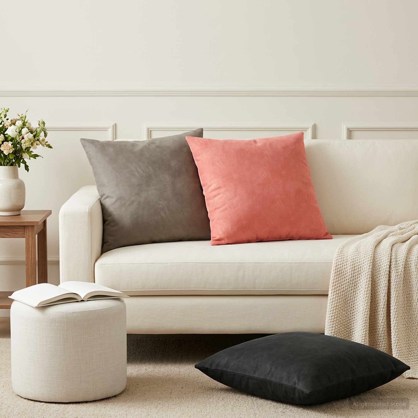 vidaXL Cushion with Pillow HEERLEN 2 pcs Dark Grey Velvet 1