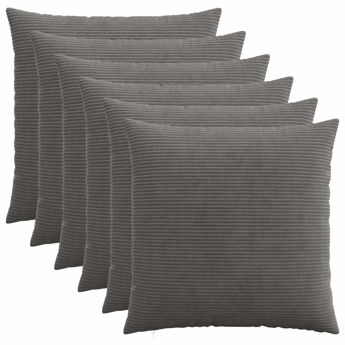 Cushion Cover HEERLEN Corduroy 6 pcs Dark Grey