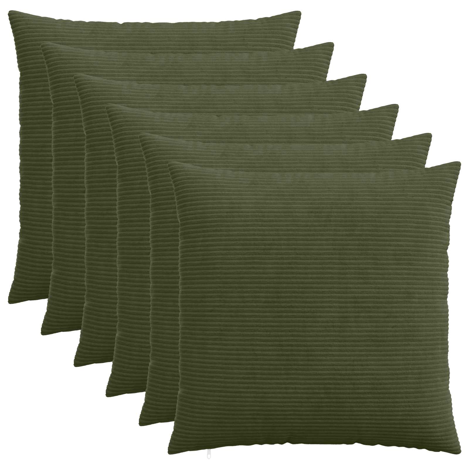 vidaXL Cushion Cover 6 pcs HEERLEN Green 55 x 55 cm Corduroy 1