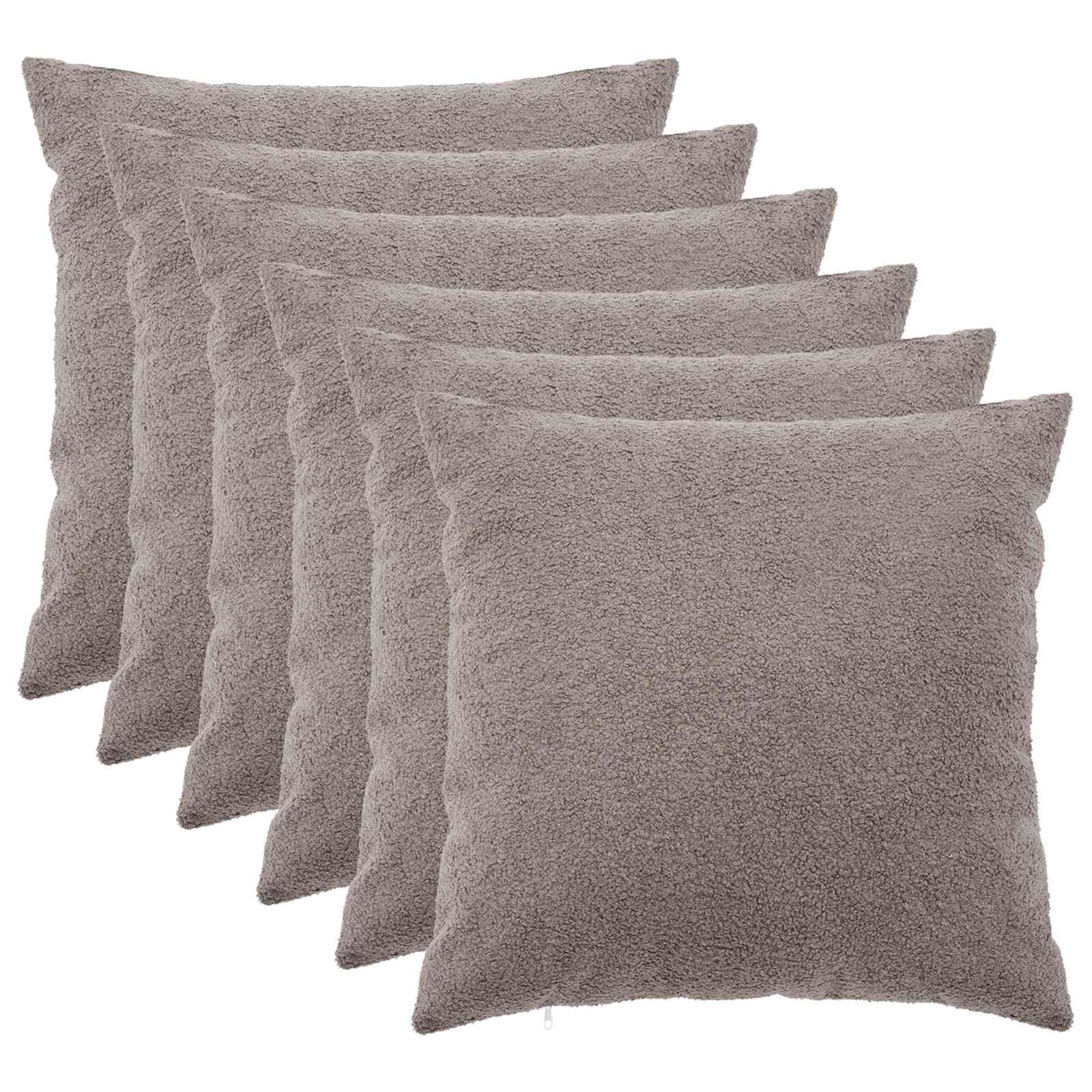 vidaXL Cushion Cover 6 pcs HEERLEN Light Grey 55 x 55 cm Bouclé 1