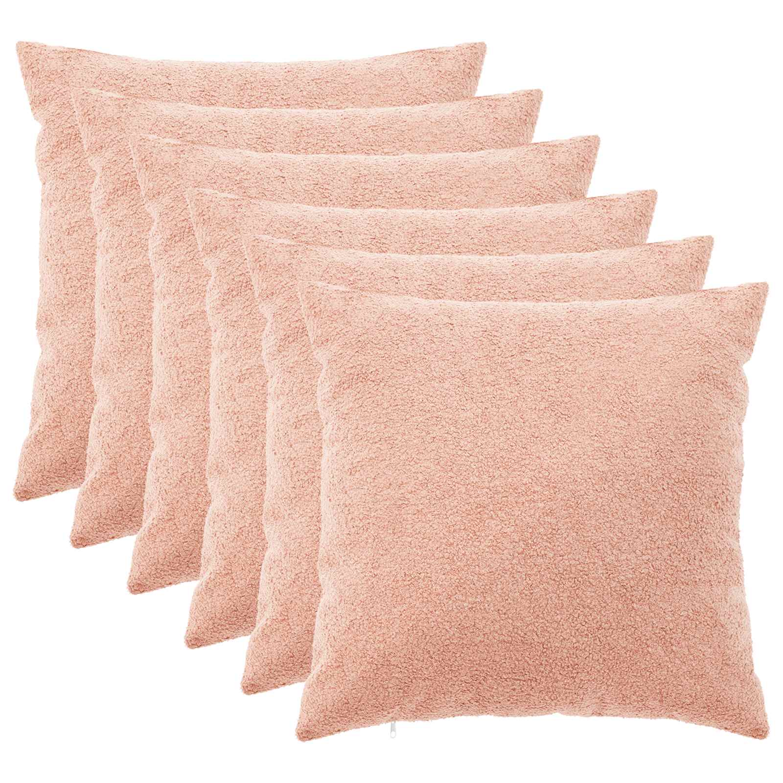 vidaXL Cushion Cover 6 pcs HEERLEN Pink 55 x 55 cm Bouclé 1
