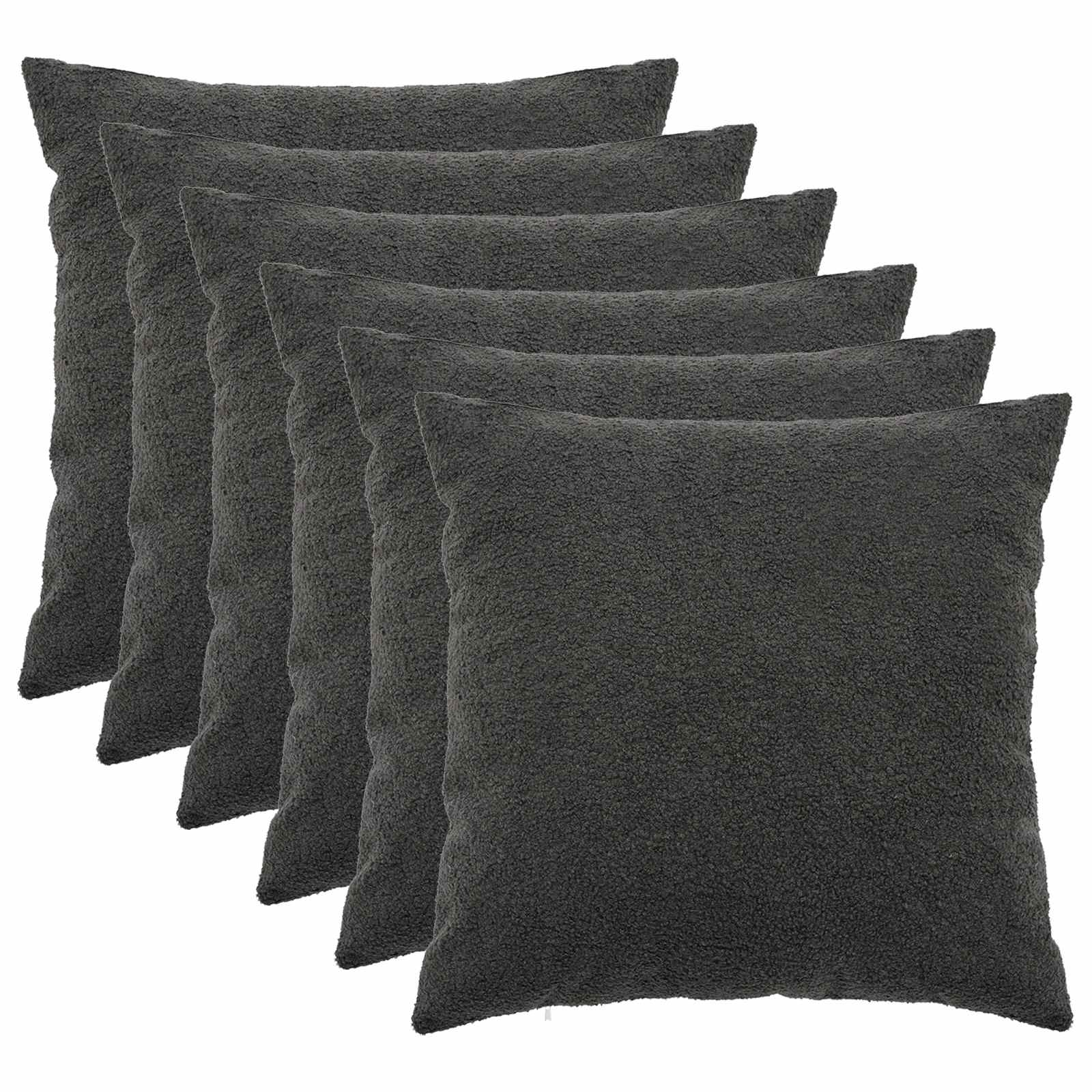 vidaXL Cushion Cover 6 pcs HEERLEN Dark Grey 55 x 55 cm Bouclé 1