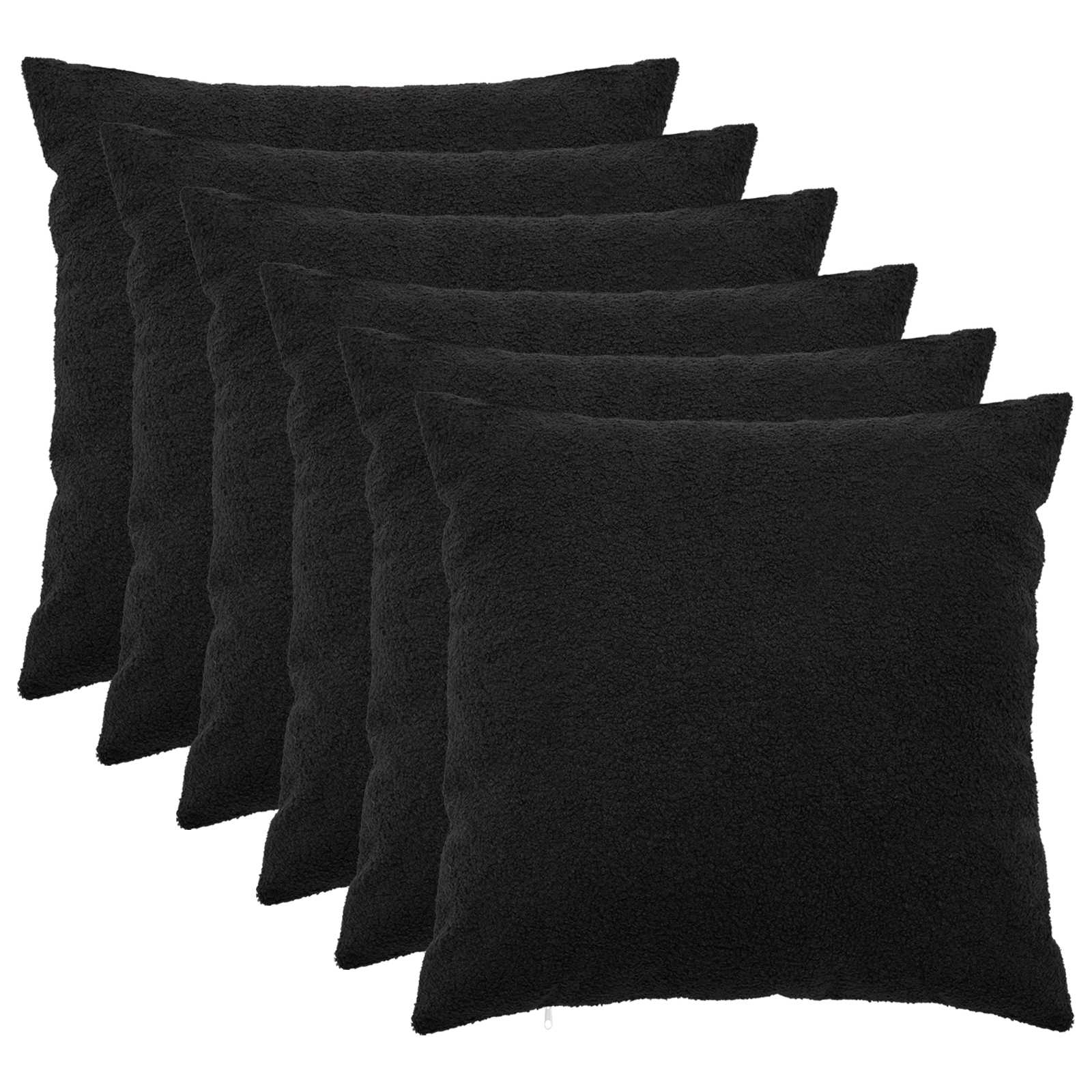 vidaXL Cushion Cover 6 pcs HEERLEN Black 55 x 55 cm Bouclé 1