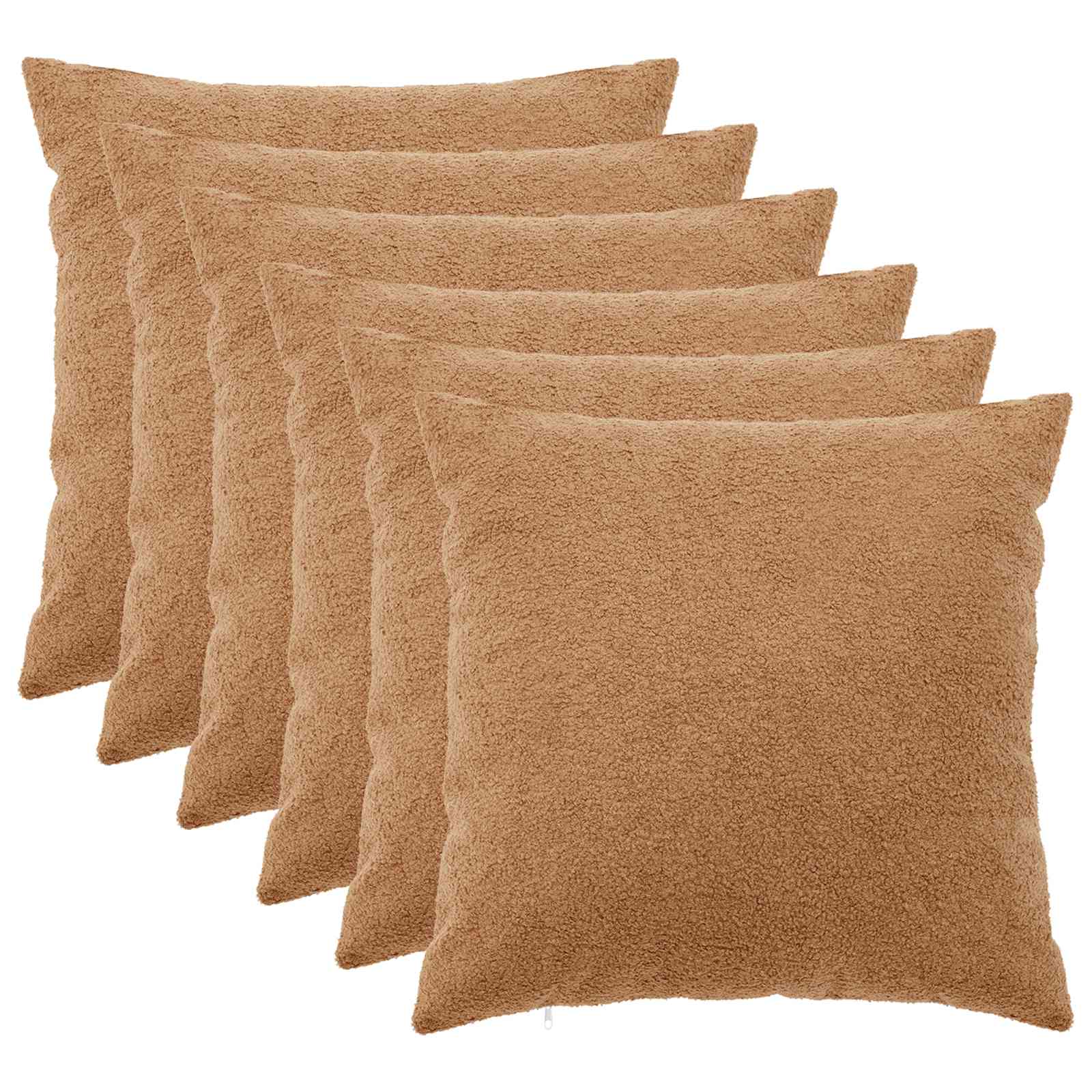 vidaXL Cushion Cover 6 pcs HEERLEN Beige 55 x 55 cm Bouclé 1