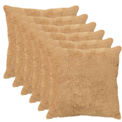 vidaXL Cushion Cover 6 pcs HEERLEN Taupe 55 x 55 cm Faux Rabbit Fur 2