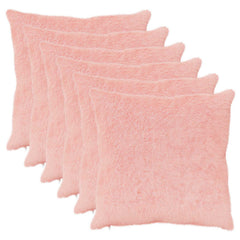 vidaXL Cushion Cover 6 pcs HEERLEN Pink 55 x 55 cm Faux Rabbit Fur 2