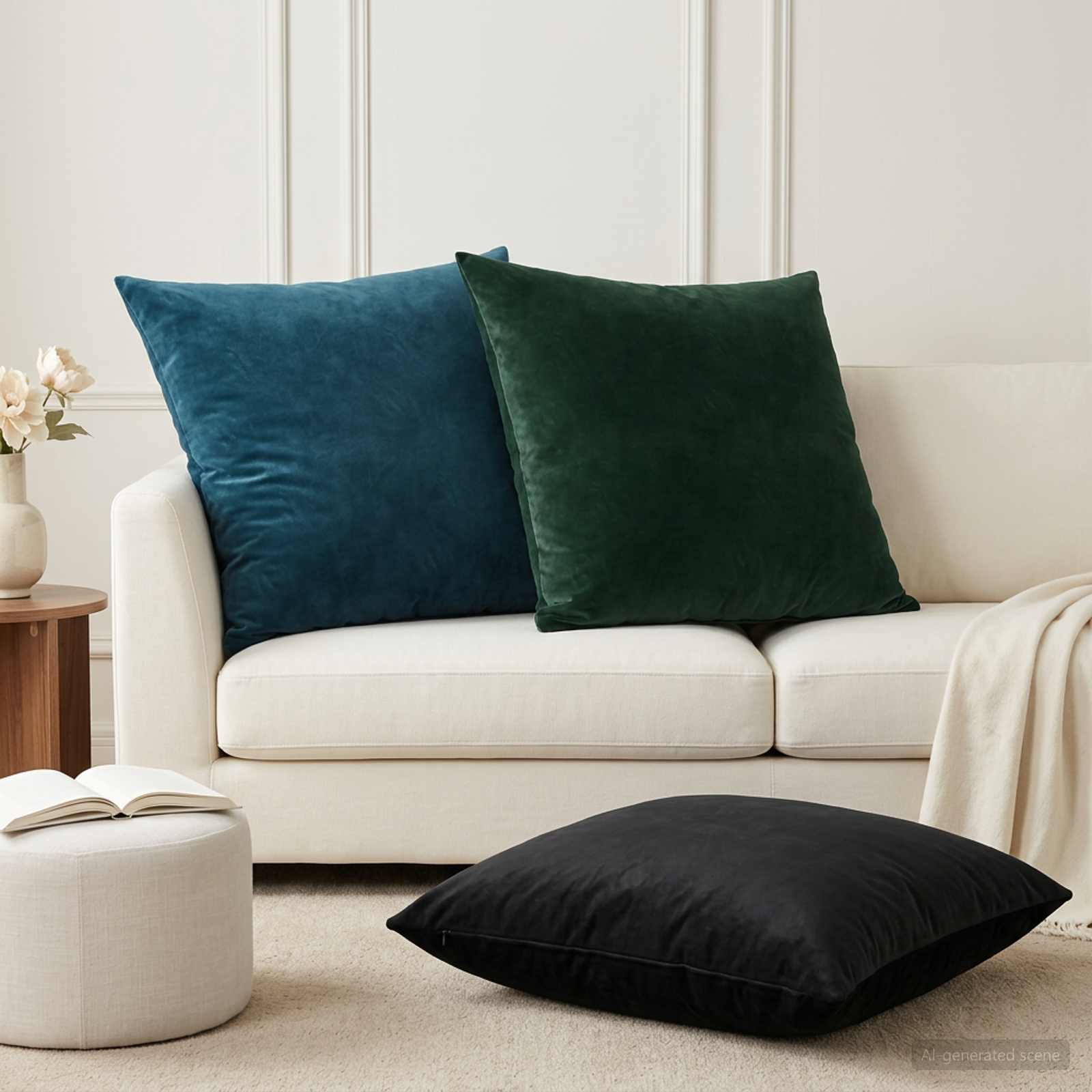 vidaXL Cushion with Pillow HEERLEN 2 pcs Blue Velvet 1