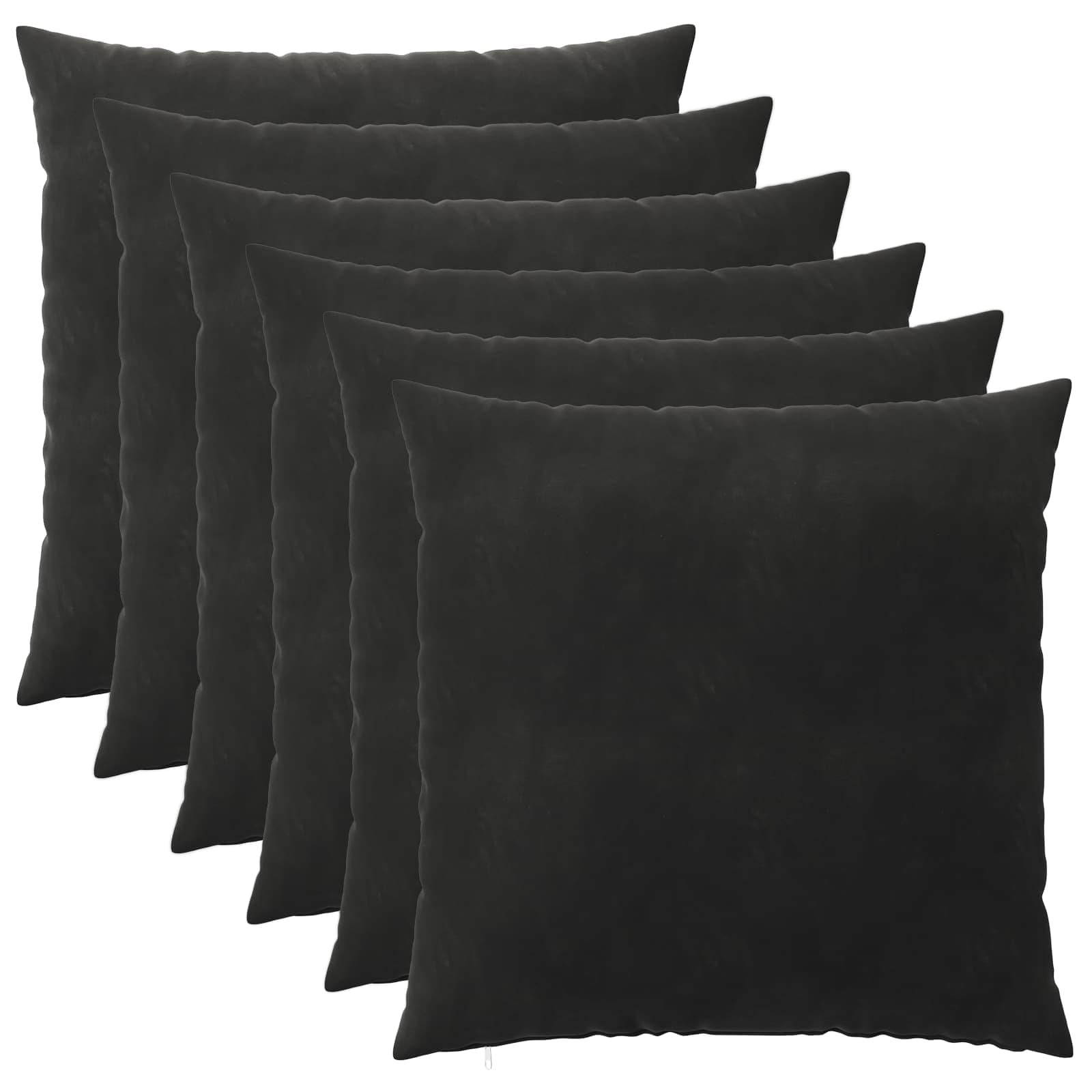 vidaXL Cushion Cover 6 pcs HEERLEN Black 65 x 65 cm Velvet 2