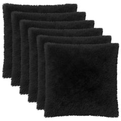 vidaXL Cushion Cover 6 pcs HEERLEN Black 65 x 65 cm PV Fleece 2