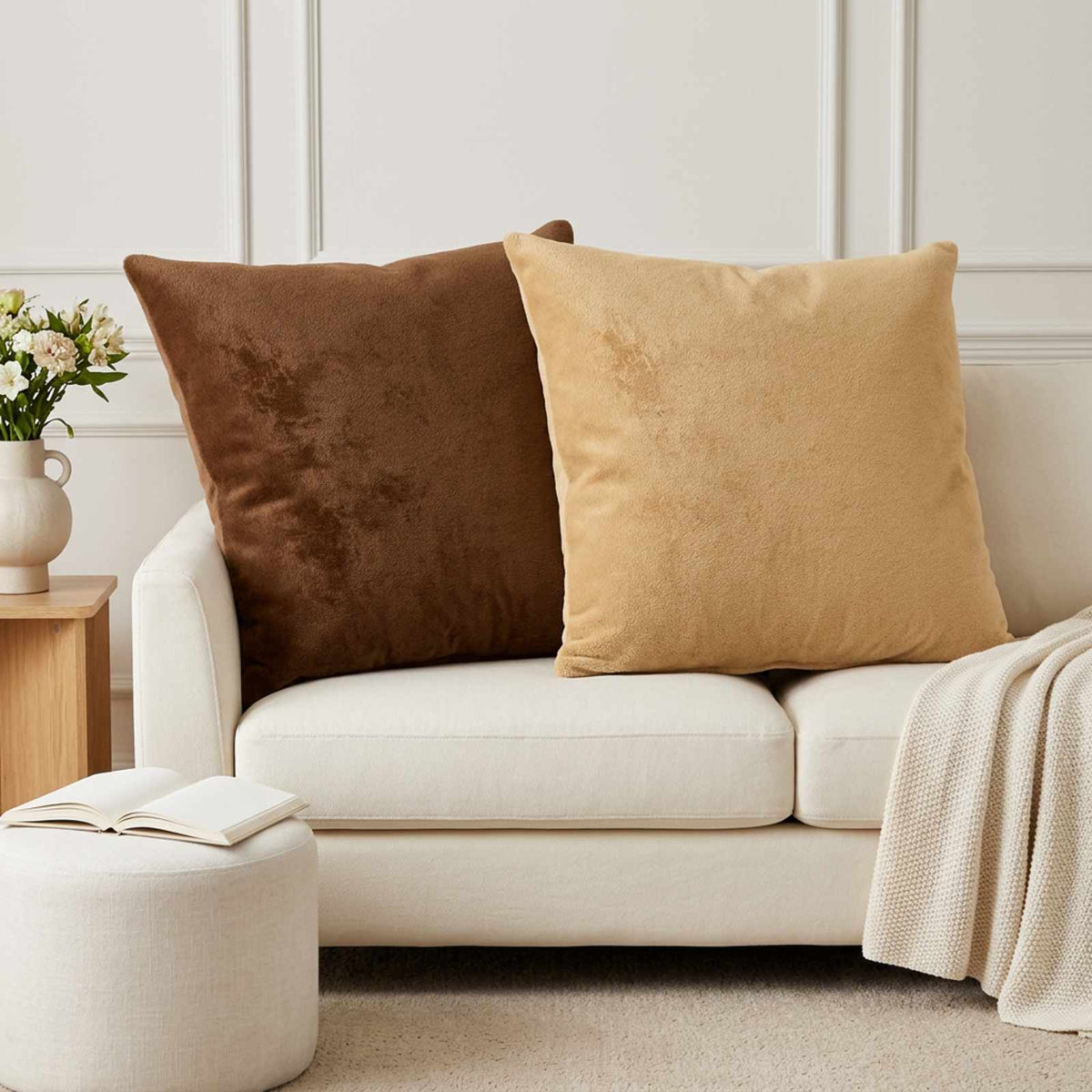 vidaXL Cushion Cover 6 pcs HEERLEN Taupe 80 x 80 cm Flannel 1