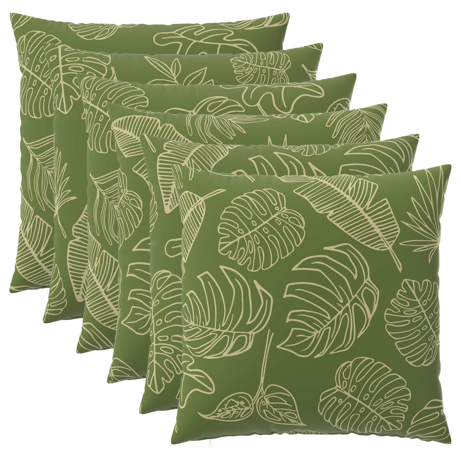 vidaXL Cushion Cover 6 pcs HEERLEN Leaf Design 80 x 80 cm Polyester 2