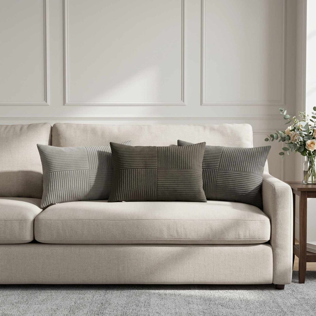 Cushion Cover ALMELO Corduroy 6 pcs in Anthracite