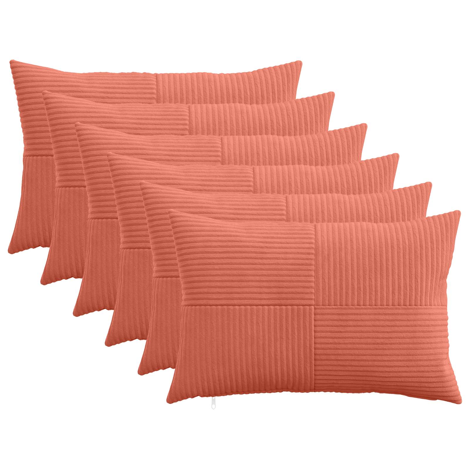 vidaXL Cushion Cover 6 pcs ALMELO Red Orange 40 x 60 cm Corduroy 1