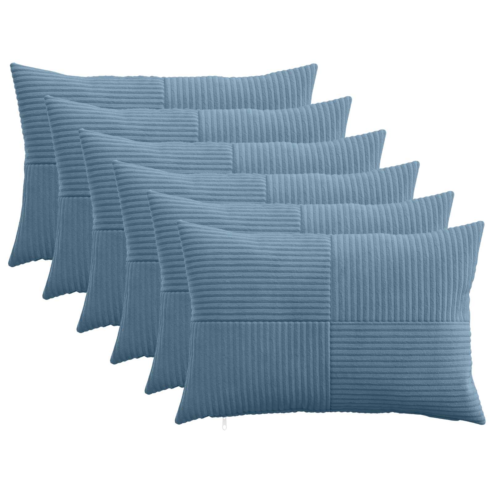 vidaXL Cushion Cover 6 pcs ALMELO Blue 40 x 60 cm Corduroy 1