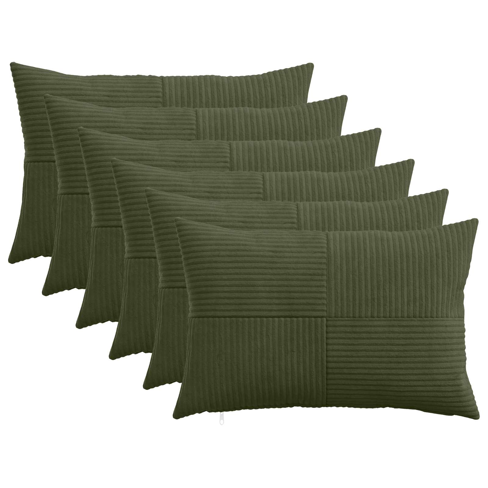 vidaXL Cushion Cover 6 pcs ALMELO Green 40 x 60 cm Corduroy 1