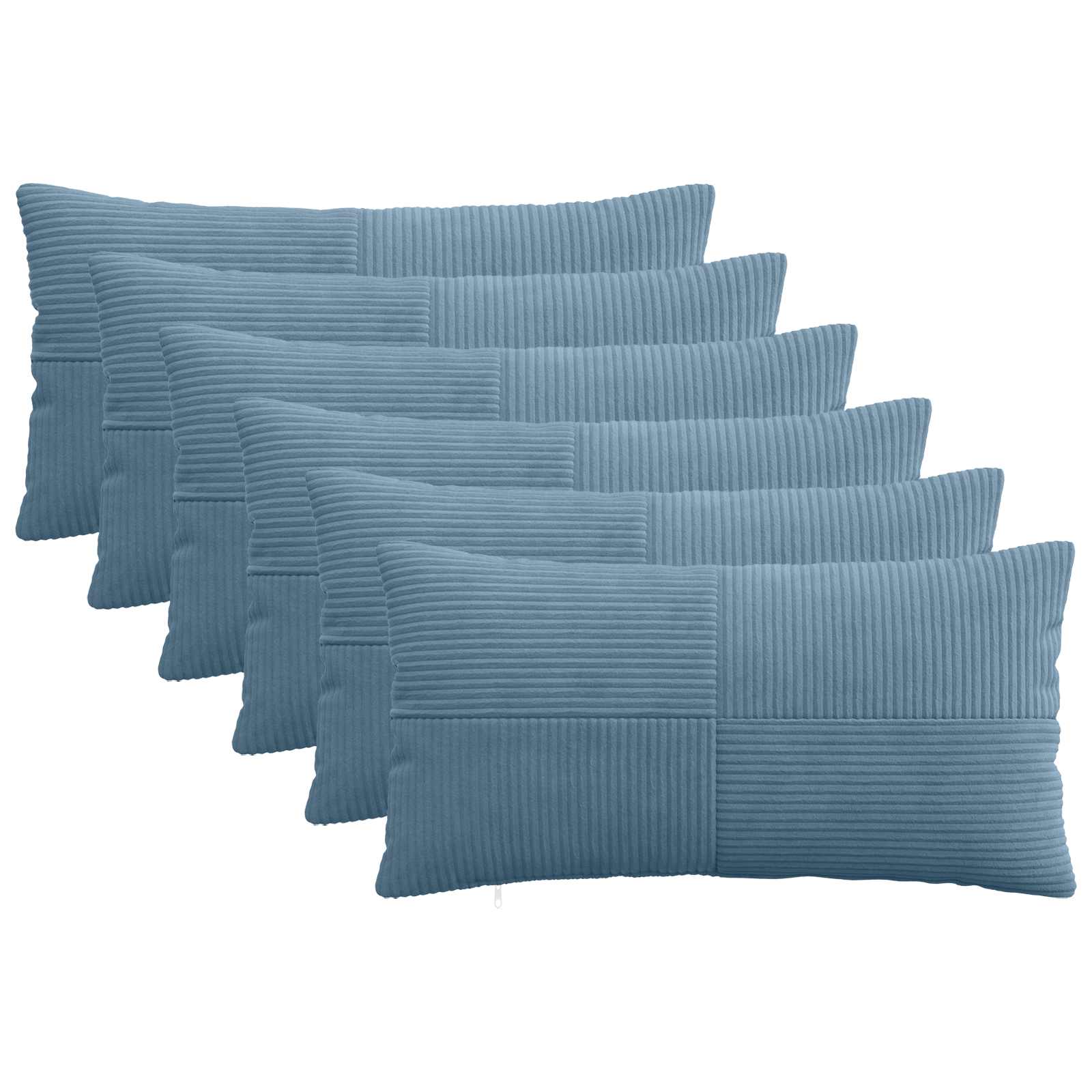 vidaXL Cushion Cover 6 pcs ALMELO Blue 40 x 70 cm Corduroy 1