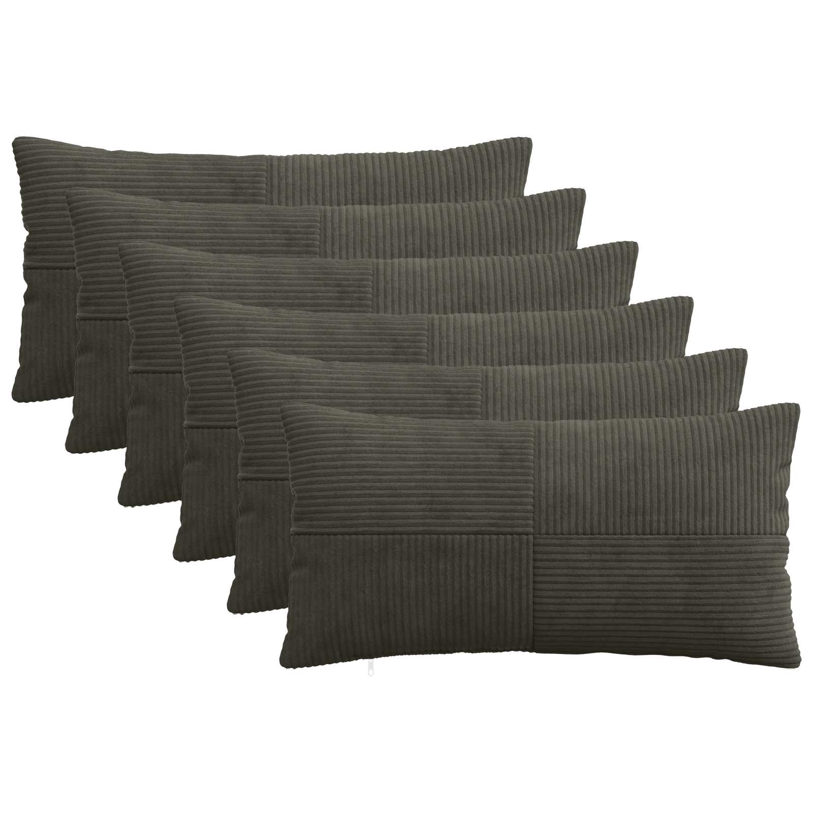vidaXL Cushion Cover 6 pcs ALMELO Anthracite 40 x 70 cm Corduroy 1