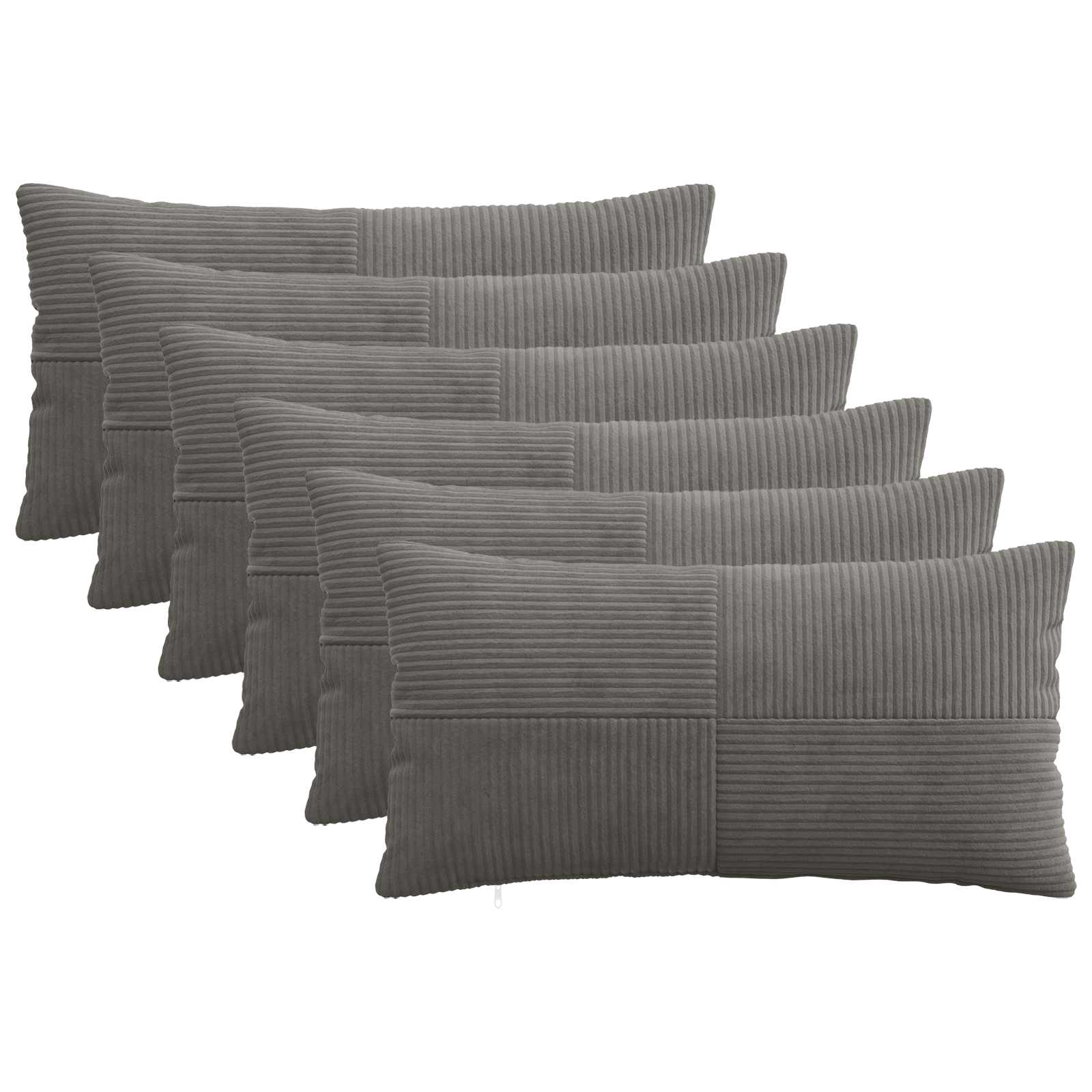 vidaXL Cushion Cover 6 pcs ALMELO Dark Grey 40 x 80 cm Corduroy 1