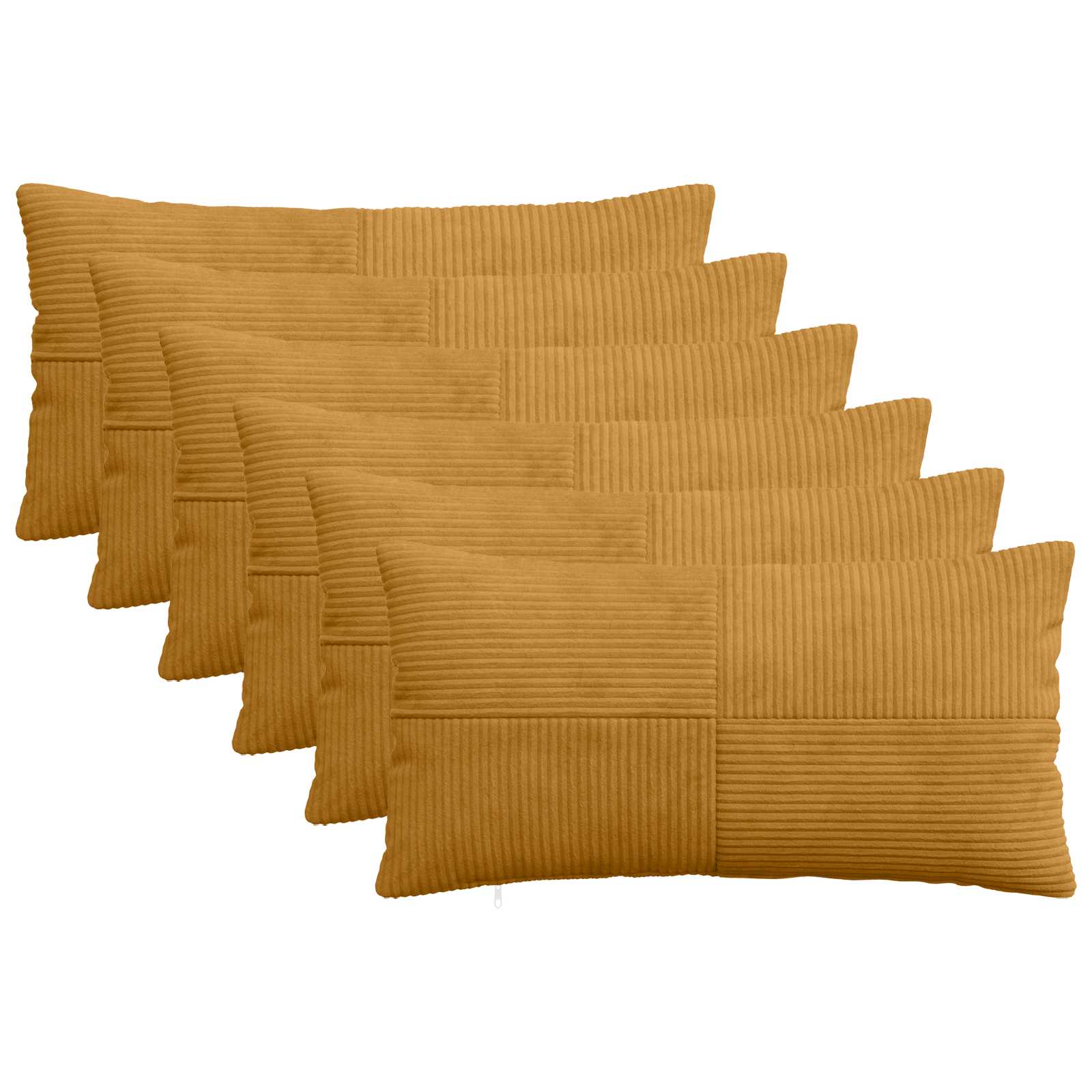 vidaXL Cushion Cover 6 pcs ALMELO Yellow 40 x 80 cm Corduroy 1
