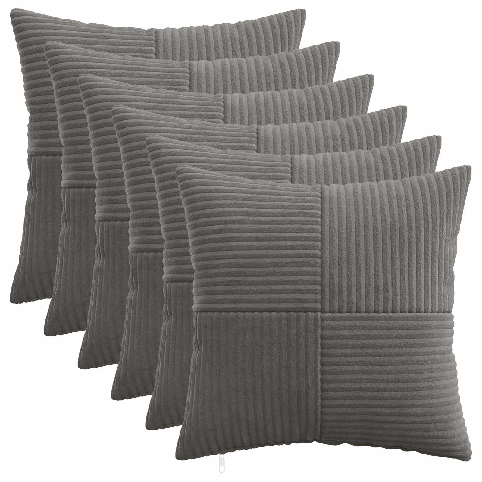 vidaXL Cushion Cover 6 pcs ALMELO Dark Grey 50 x 50 cm Corduroy 1