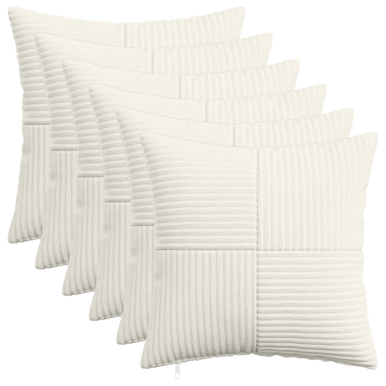 vidaXL Cushion Cover 6 pcs ALMELO Cream 50 x 50 cm Corduroy 1