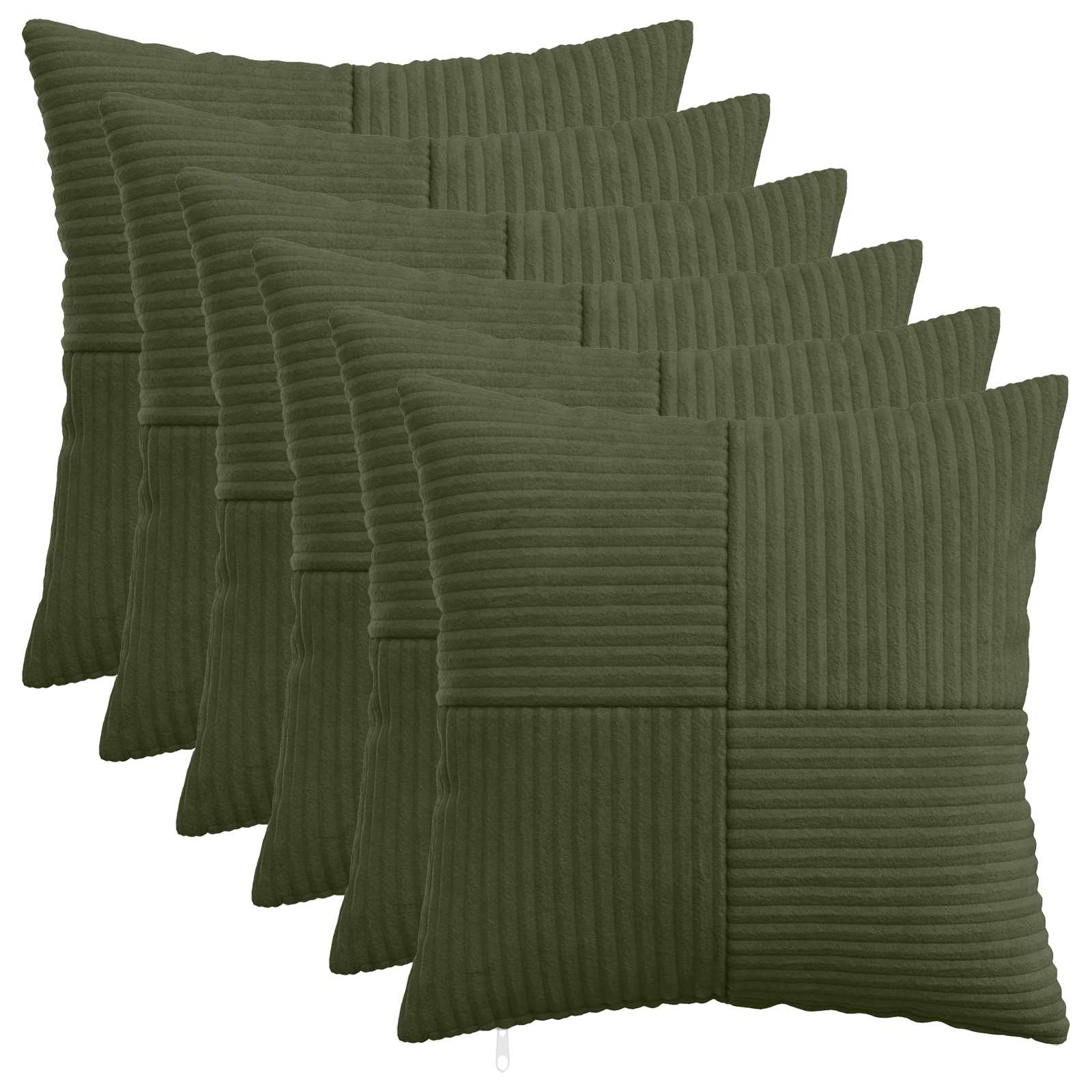 vidaXL Cushion Cover 6 pcs ALMELO Green 50 x 50 cm Corduroy 1