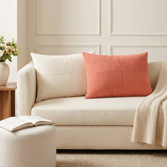 Cushion Cover ALMELO 50 x 75 cm Corduroy 6 pcs Cream