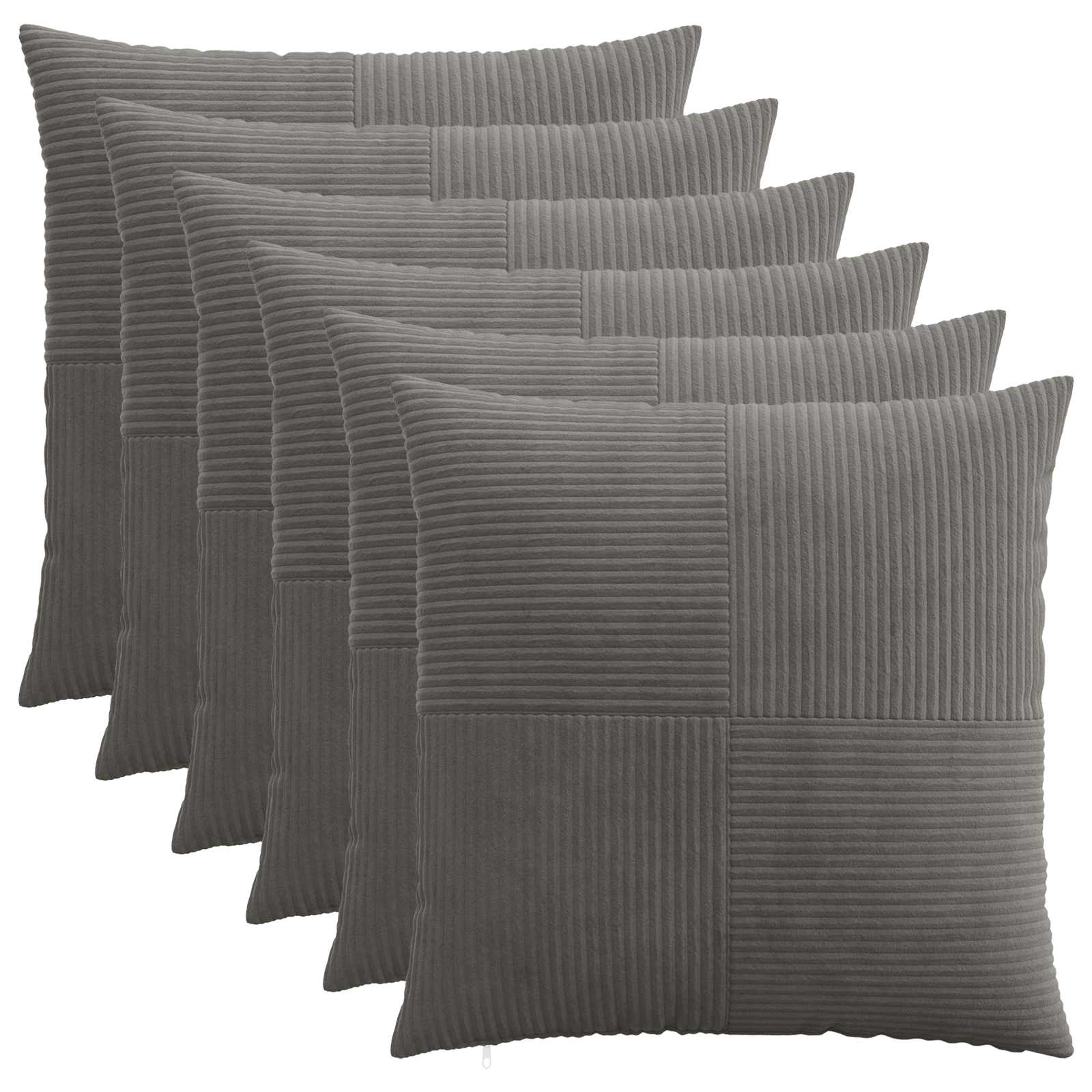 vidaXL Cushion Cover 6 pcs ALMELO Dark Grey 55 x 55 cm Corduroy 1