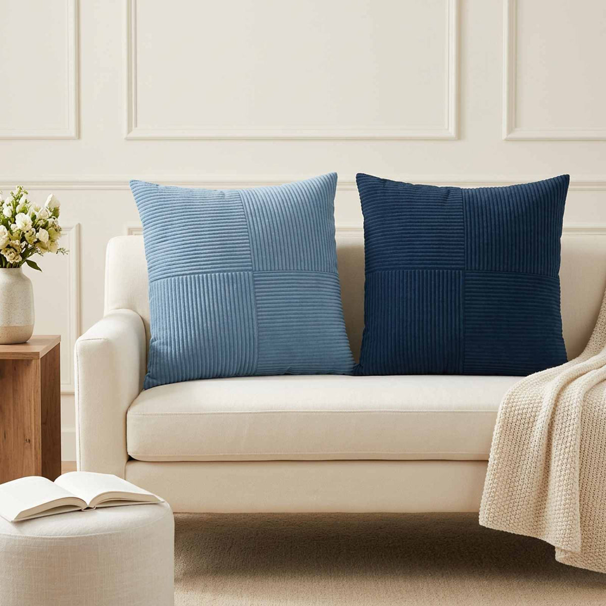 Cushion Cover ALMELO Corduroy 6 pcs in Blue