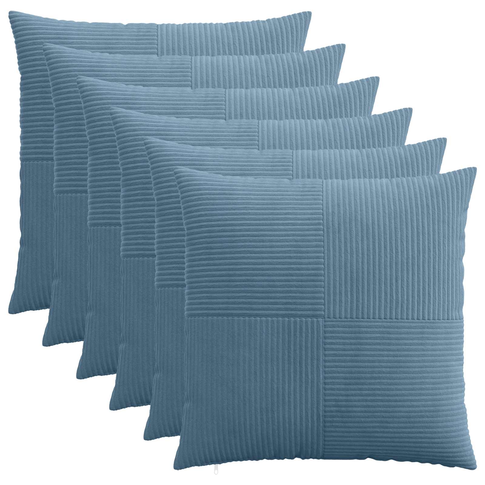 vidaXL Cushion Cover 6 pcs ALMELO Blue 55 x 55 cm Corduroy 1