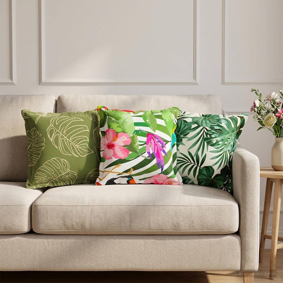 Throw Pillow HOUTEN 40 x 40 cm Polyester 12 pcs Leaf pattern