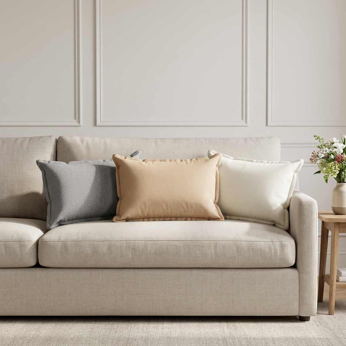 vidaXL Cushion with Pillow HOUTEN 6 pcs Cloud Grey Faux Linen 3