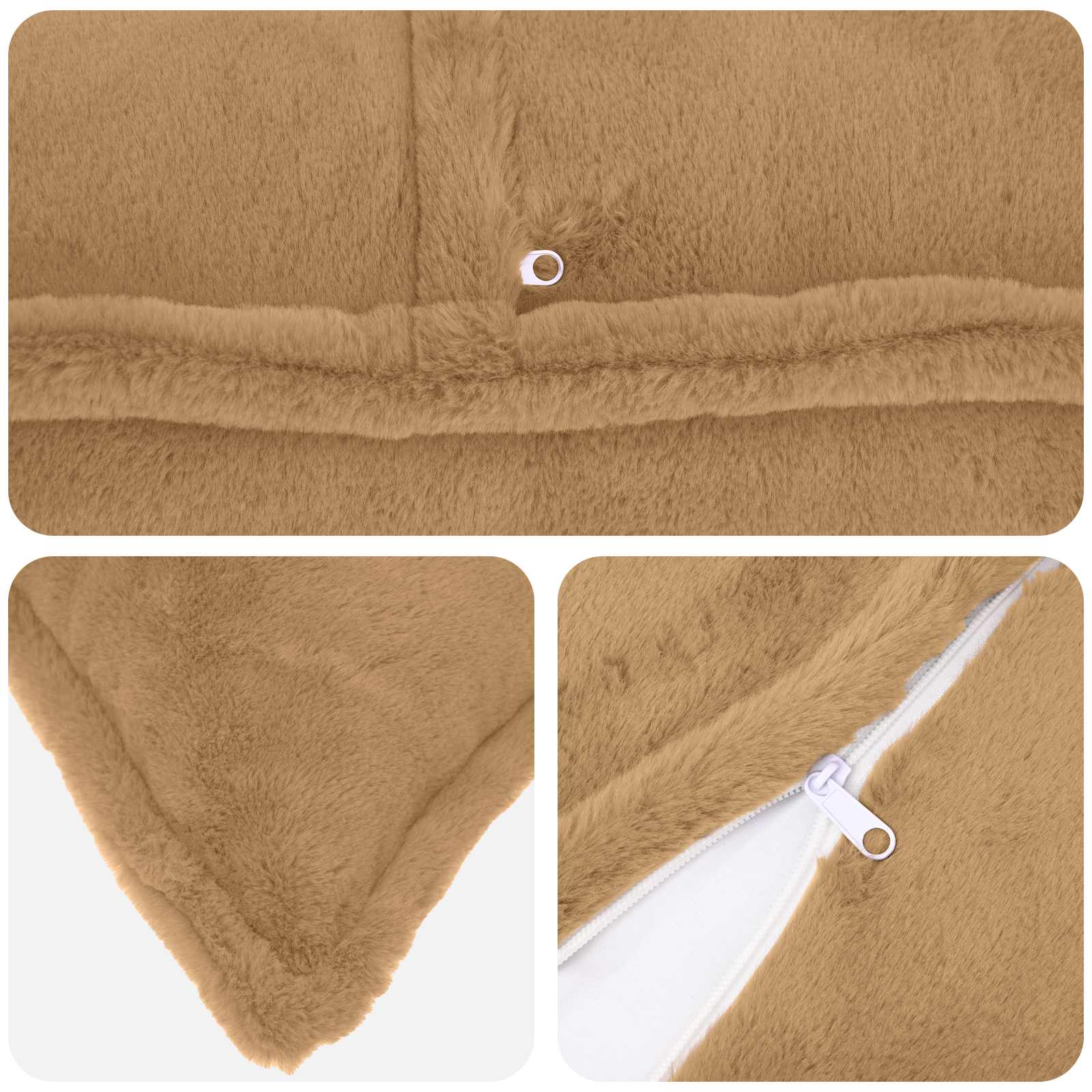vidaXL Cushion Cover 12 pcs HOUTEN Taupe 40 x 40 cm Faux Rabbit Fur 5