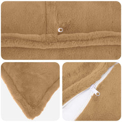 vidaXL Cushion Cover 12 pcs HOUTEN Taupe 40 x 40 cm Faux Rabbit Fur 5