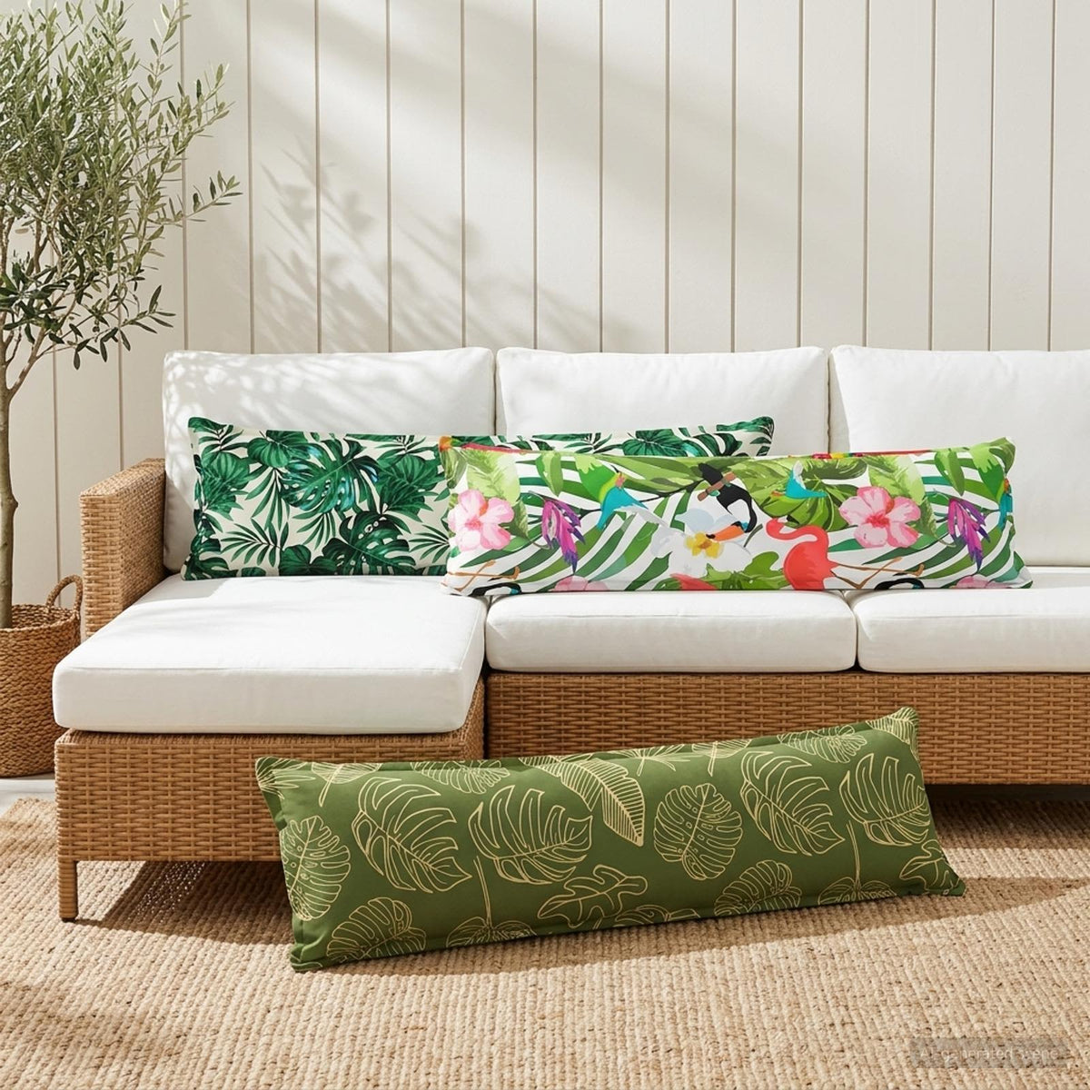 vidaXL Cushion Leaf HOUTEN Leaf Pattern 40 x 145 cm Polyester 1