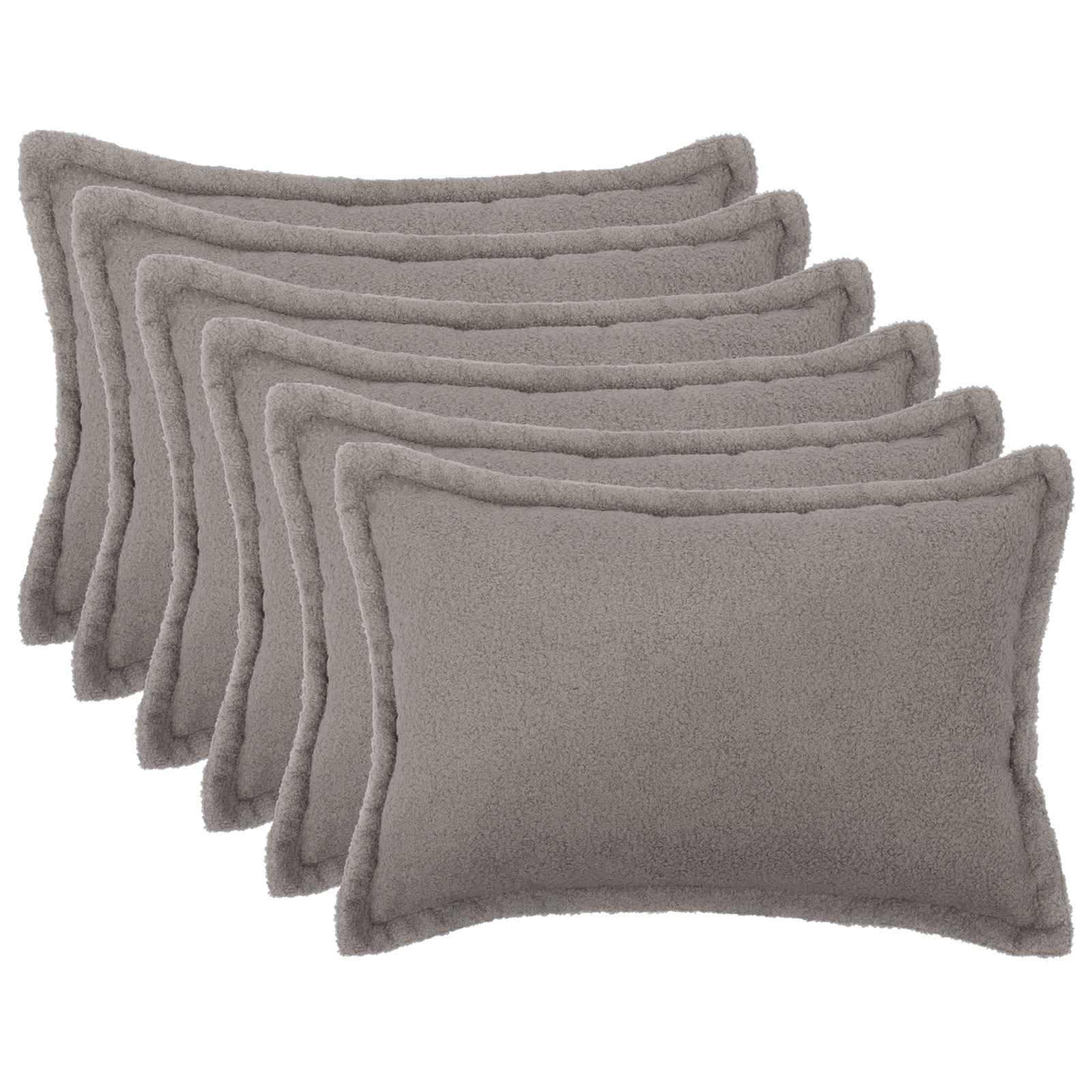 vidaXL Cushion Cover 6 pcs HOUTEN Light Grey 40 x 60 cm Bouclé 1