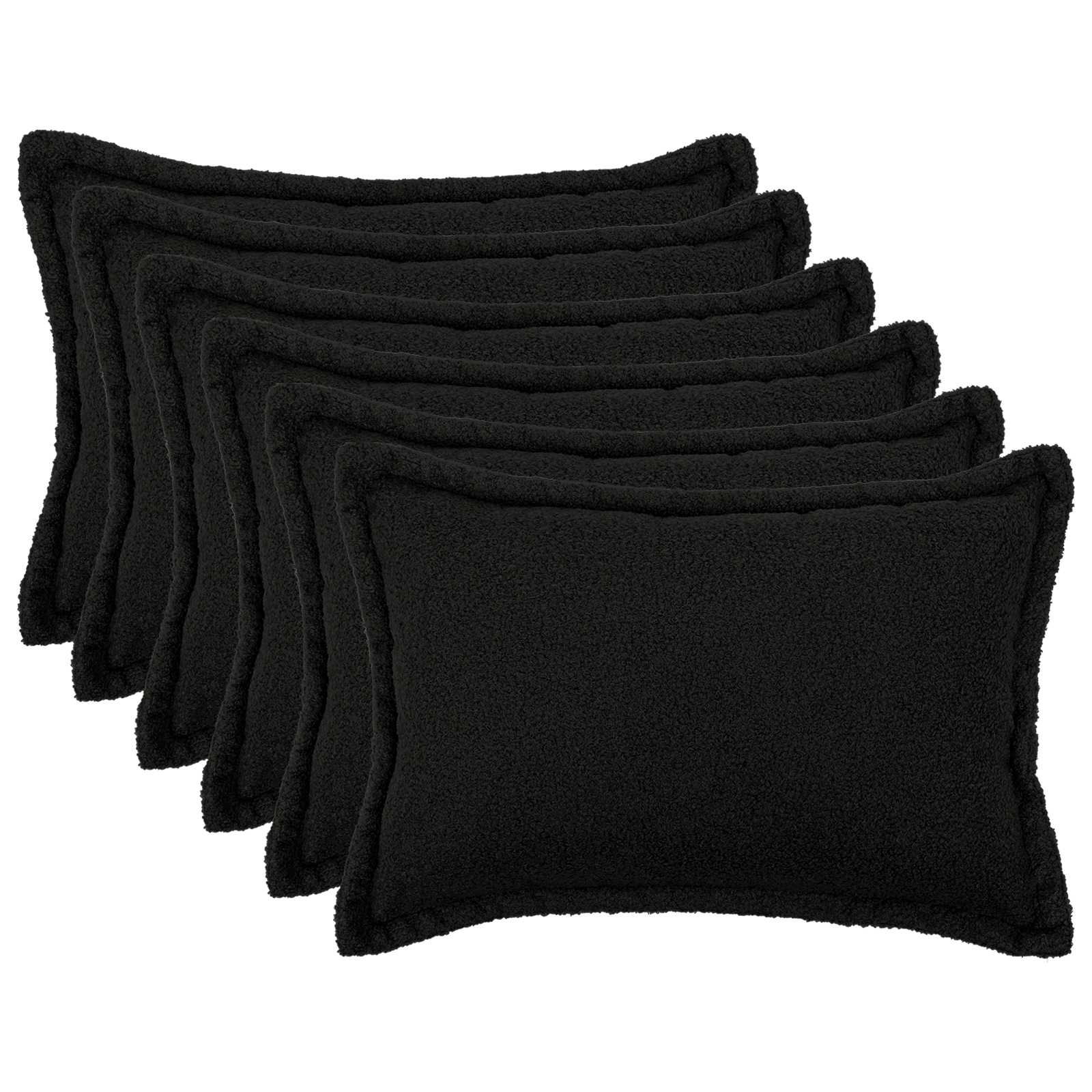 vidaXL Cushion Cover 6 pcs HOUTEN Black 40 x 60 cm Bouclé 1