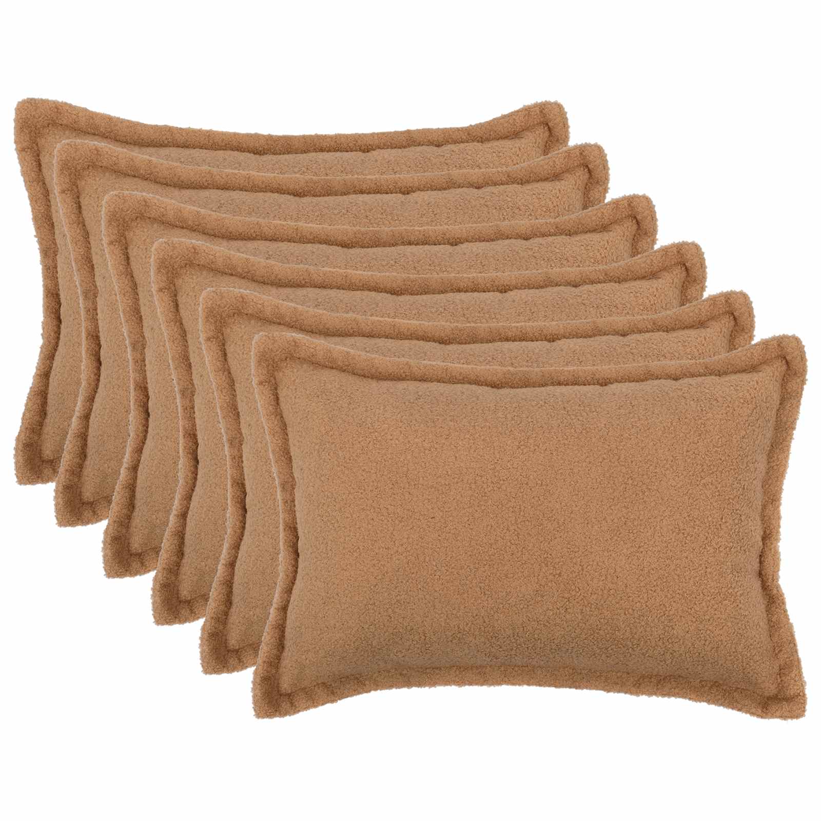 vidaXL Cushion Cover 6 pcs HOUTEN Beige 40 x 60 cm Bouclé 1