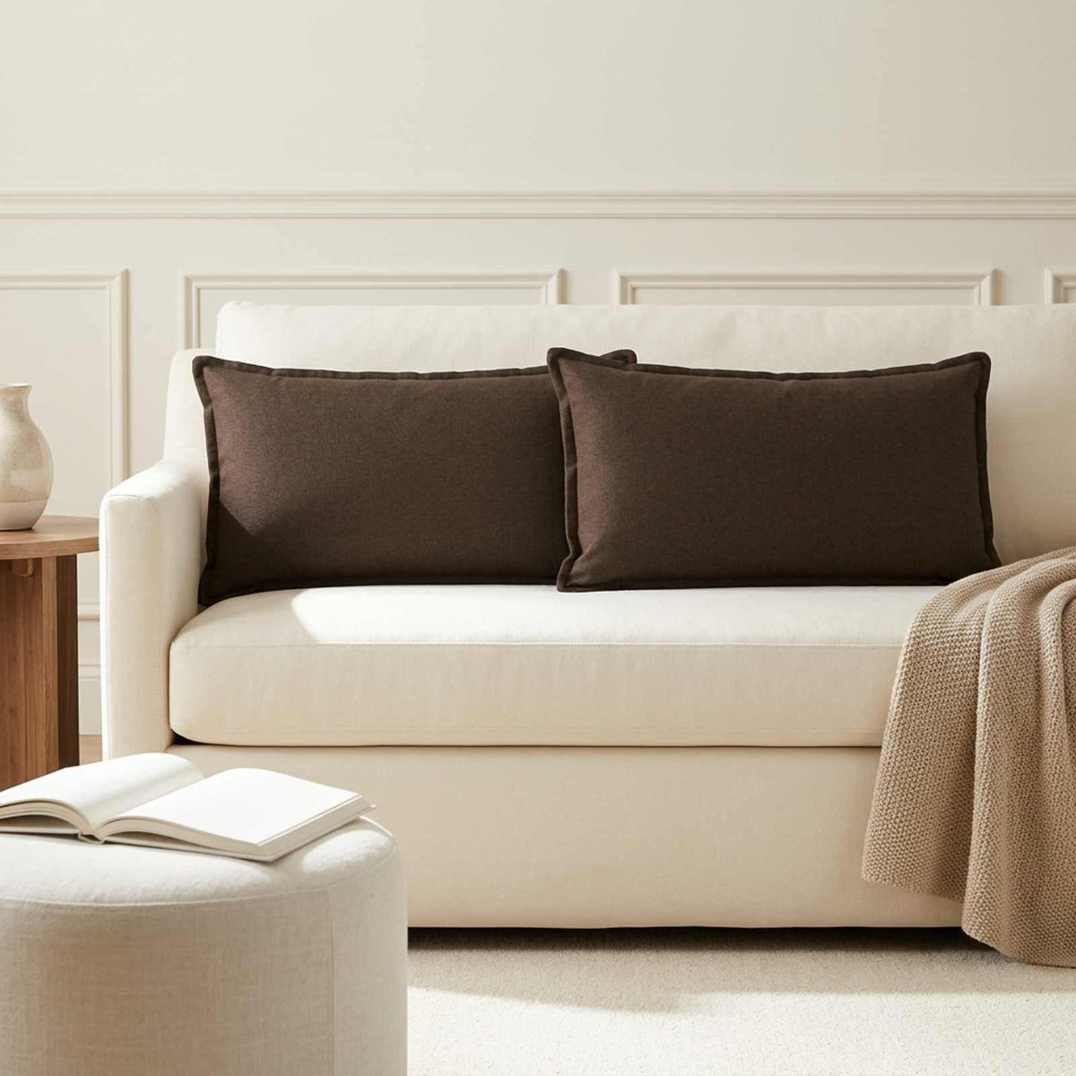 Throw Pillow HOUTEN Faux Linen Brown