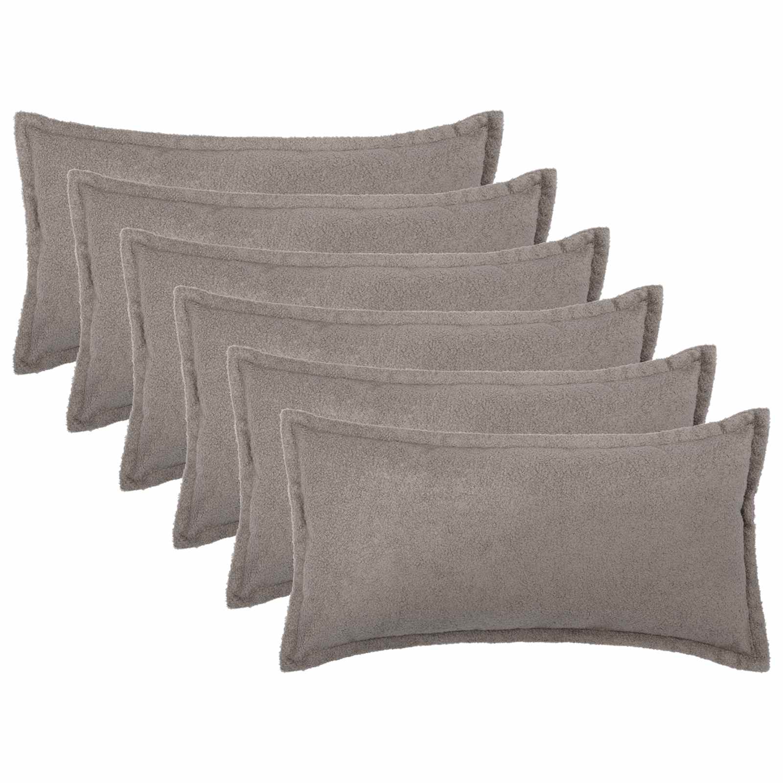 vidaXL Cushion Cover 6 pcs HOUTEN Light Grey 40 x 70 cm Bouclé 1