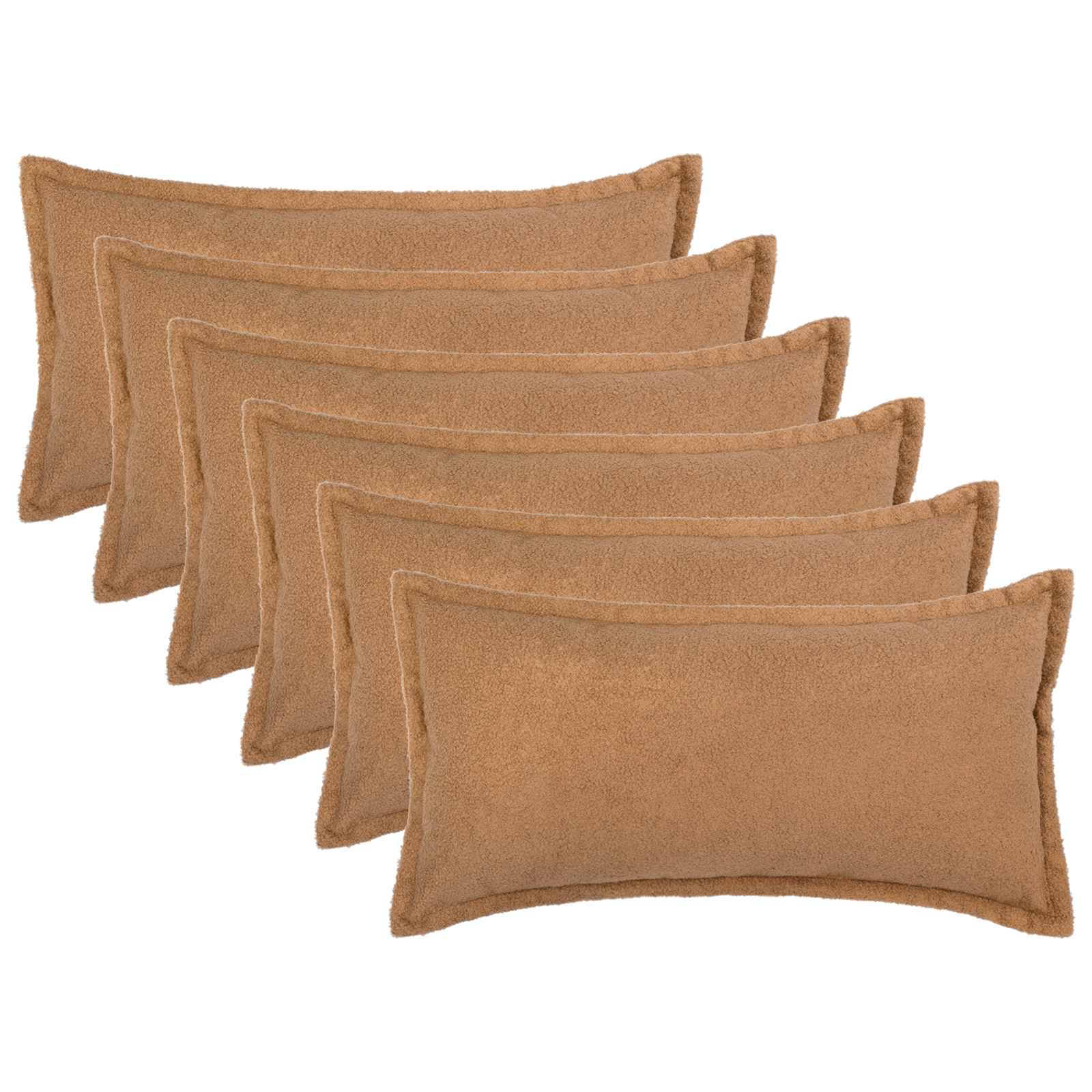 vidaXL Cushion Cover 6 pcs HOUTEN Beige 40 x 70 cm Bouclé 1