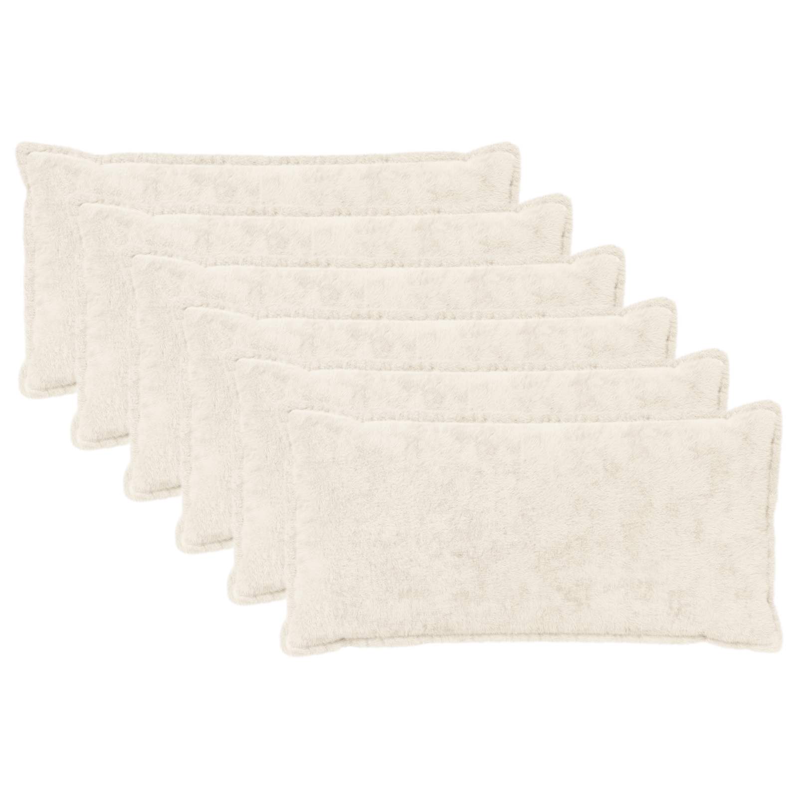 vidaXL Cushion Cover 6 pcs HOUTEN White 40 x 70 cm Faux Rabbit Fur 2