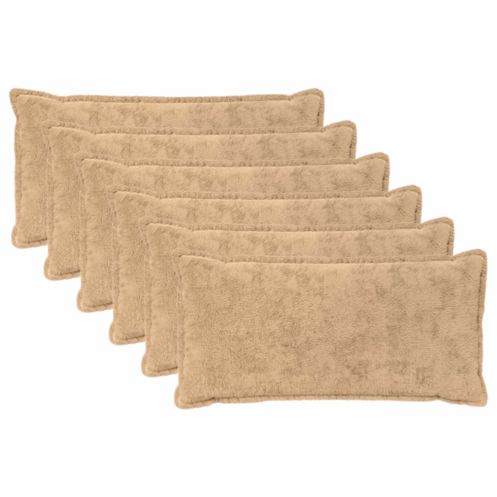 vidaXL Cushion Cover 6 pcs HOUTEN Cream 40 x 70 cm Faux Rabbit Fur 2