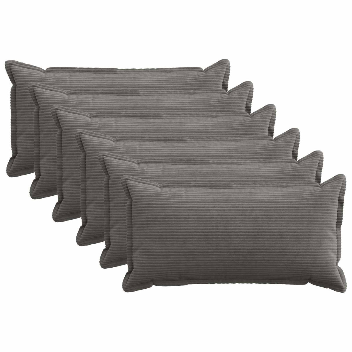 Cushion Cover HOUTEN 40 x 80 cm Corduroy 6 pcs Dark grey