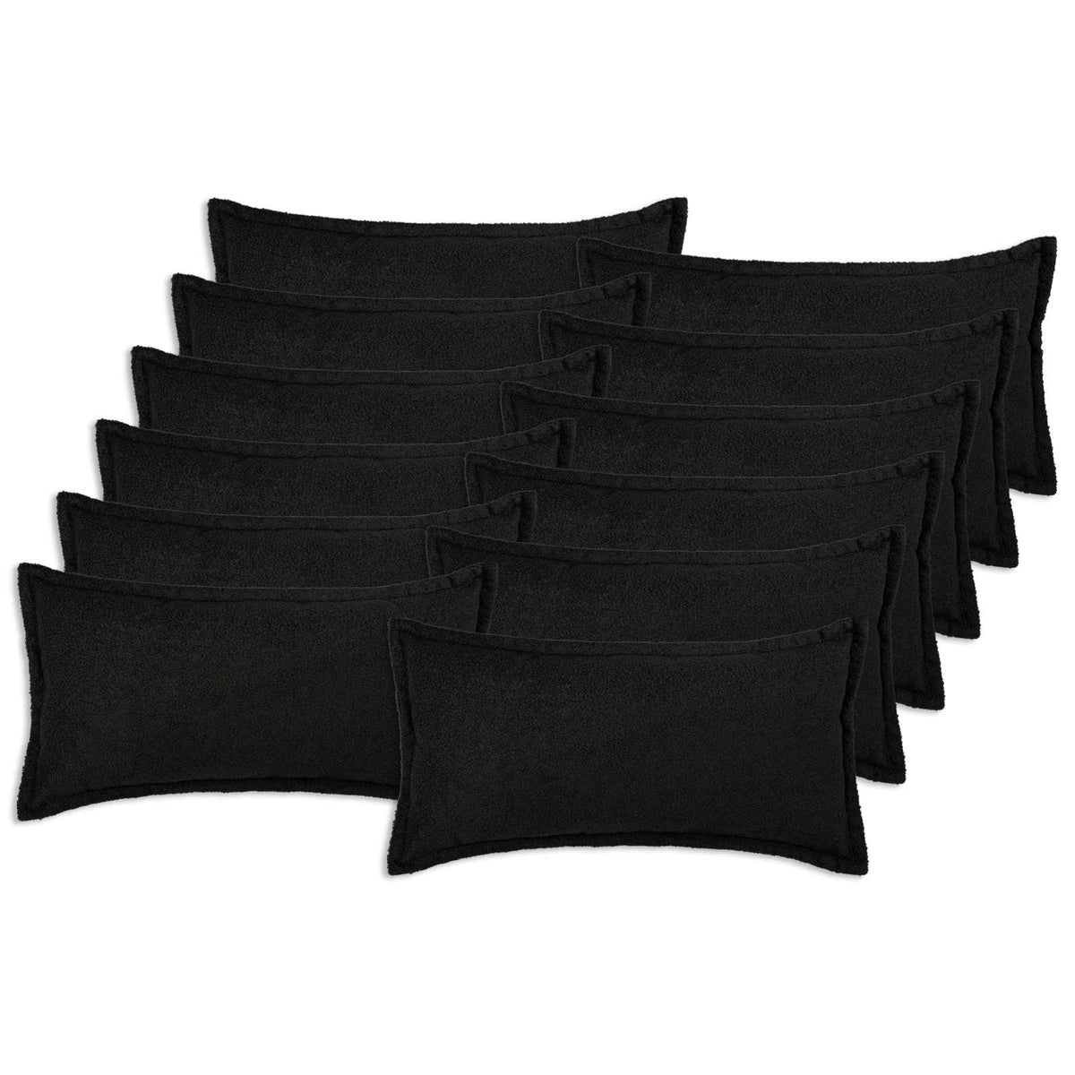 vidaXL Cushion Cover 12 pcs HOUTEN Black 40 x 80 cm Bouclé 2